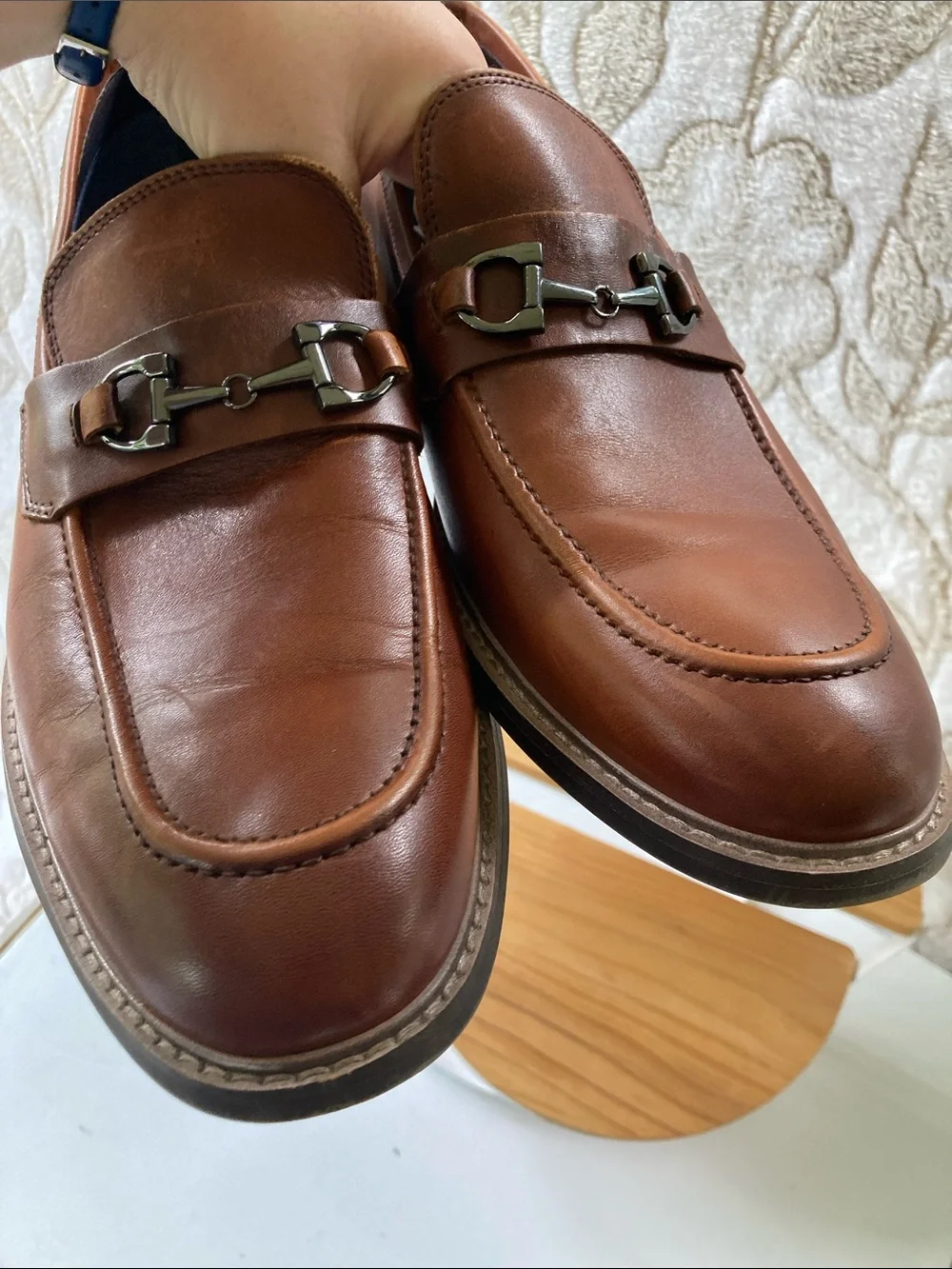 Steve Madden Tan/Brown Leather Slip-On Penny Loafers